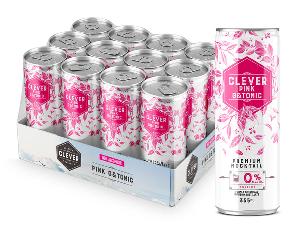 Gin Tonic rose Clever sans alcool x 12 canettes