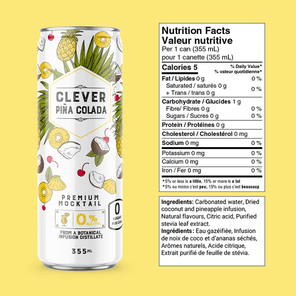 Piña Colada Clever sans alcool 0 sucre x 12 canettes