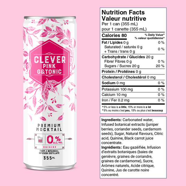 Non-Alcoholic Clever Pink Gin & Tonic x 12 cans