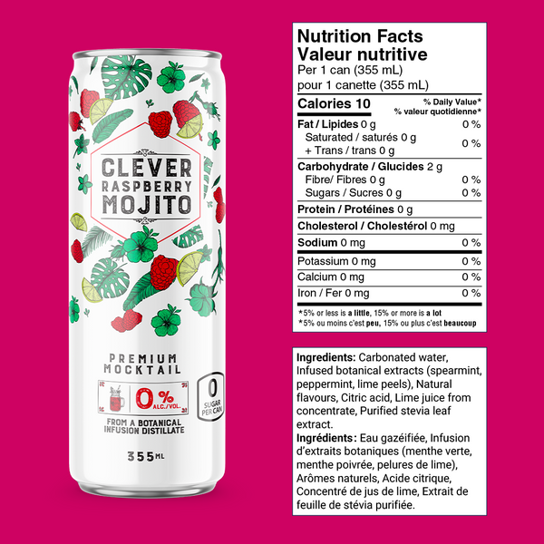 Non-Alcoholic Clever Raspberry Mojito 0 Sugar x 12 cans
