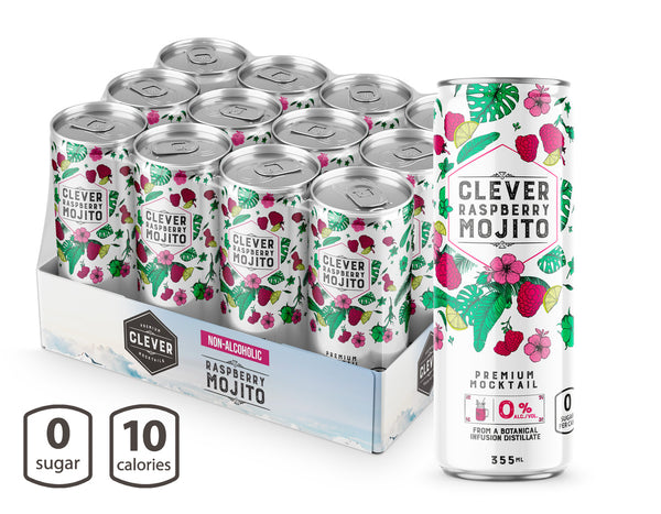 Non-Alcoholic Clever Raspberry Mojito 0 Sugar - 12 cans